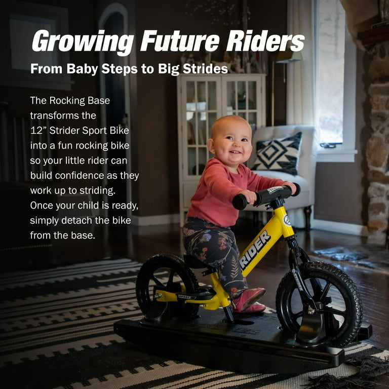 Strider 12” Sport Bike (Yellow) + Rocking Base - Helps Teach