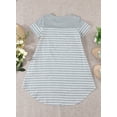 thumbnail image 6 of Asyoly Girls Casual Crewneck Swing Short Sleeve Dress Stripe Print Color Block Sundress Mini Dresses Solid color, 6 of 6