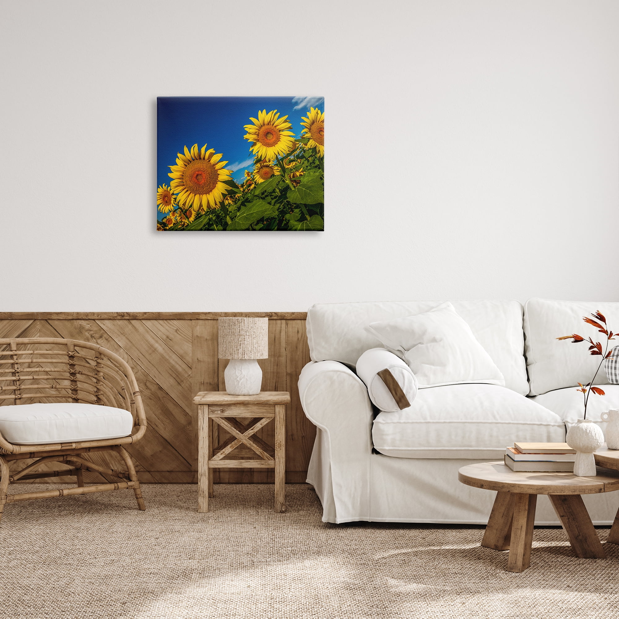 Stupell Industries Gorgeous Sunflower Field Summery Blue Clouds Sky Photograph Gallery Wrapped Canvas Print Wall Art, Design by Steve Smith