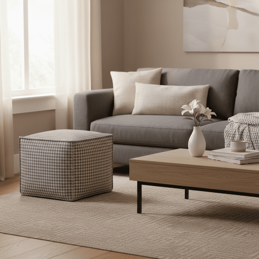 Furley Grey Square Pouf