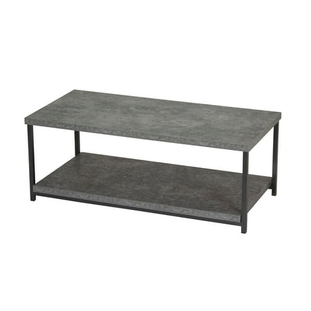 Household Essentials Faux Concrete Slate Coffee Table With Storage Household Essentials Faux Concrete Slate Coffee Table With Storage Shelf
