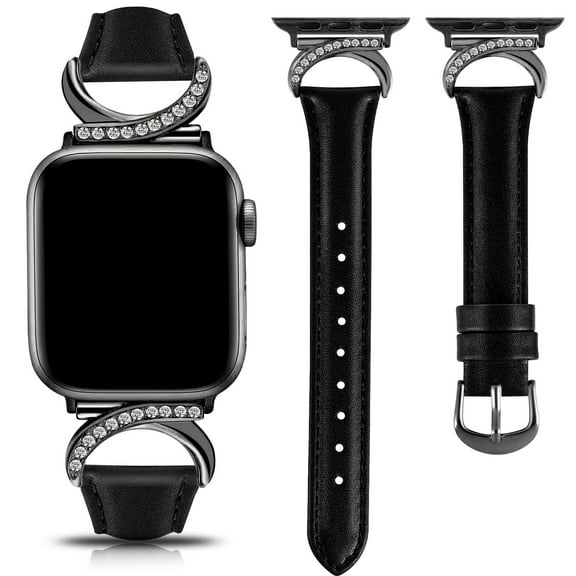 Leather Bands Compatible with Apple Watch Band 41mm 40mm 38mm 42mm 44mm 45mm 46mm 49mm Women, Slim Thin Dressy Strap with C-Shape Metal Buckle for iWatch Series 10 9 Ultra SE 8 7 6 5 4 3 2 1