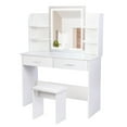 thumbnail image 3 of RichYa Modern Makeup Vanity Set with Lights Mirror and Drawers,White Makeup Desk,Dressing Table, 3 of 11