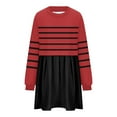 thumbnail image 4 of Kaemgyyd Women's Casual Sweatshirt Dress Fashion Stripe Long Sleeve Patchwork Pullover Dress Fall Trendy Pleated Mini Dresses, 4 of 4