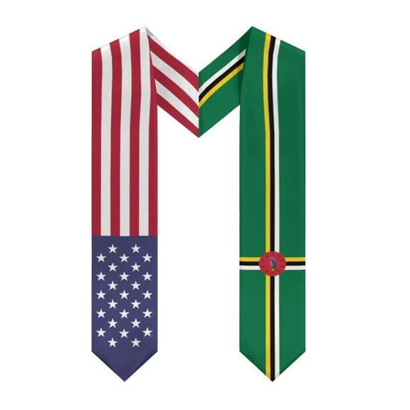More design Graduation shawl Dominica Flag & United States Flag Stole Sash Honor Study Aboard International Students