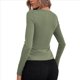 thumbnail image 4 of Camiseta de Larga Ajustada con Escote en V Profundo y Fruncido para Mujer Verde M, 4 of 5