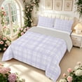 thumbnail image 2 of Manfei Vintage Grid Full Size Comforter Sets,Modern Checkered Bedding Comforter Set,Purple,Light Gray Reversible,3 Pieces,1 Comforter and 2 Pillowcases,3 Pieces,1 Comforter and 2 Pillowcases, 2 of 7