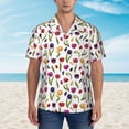 thumbnail image 4 of Balery Tulips Flowers Print Men's Hawaiian Shirts Short Sleeve Beach Shirt Relaxed Fit Vacation Button Down Shirts-Small, 4 of 9