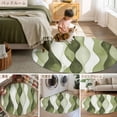 thumbnail image 6 of 4Ft Round Rug, Sage Green Stripes Non-Skid Rubber Backing Large Area Rugs - Living Room Bedroom Home Office, Retro Farmhouse Abstract Ripple Indoor Floor Mat Carpets Washable Rug, 6 of 9