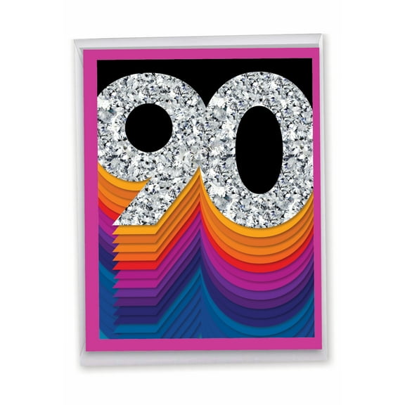 1 Big Happy Birthday Card with Envelope (8.5 x 11 Inch) - Bold Milestones 90 J6110GMBG