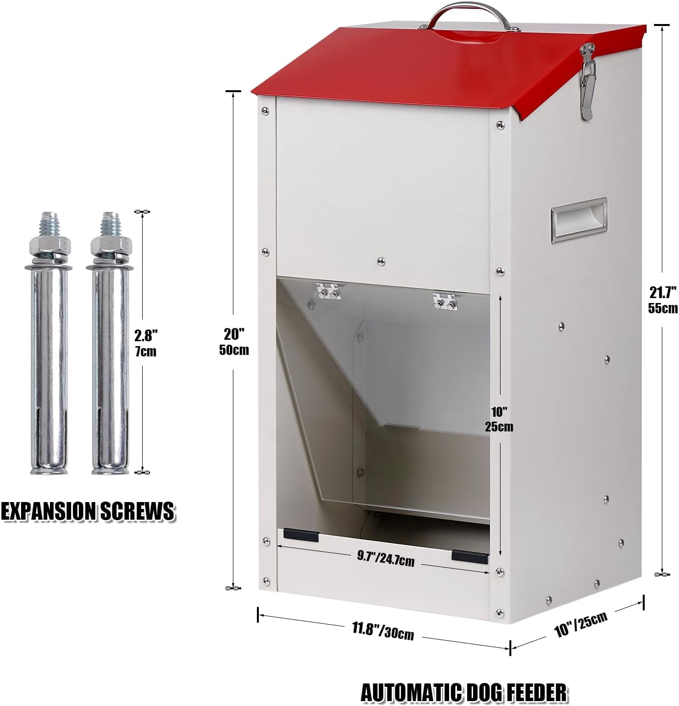 Automatic Dog Feeder for Large Dogs Outdoor 50Lbs Dog Food Dispenser Dog Feeding Station Galvanized Gravity Feeder Pet Feeder for Large Breed (50lbs)