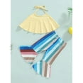 thumbnail image 2 of Bagilaanoe 2pcs Toddler Baby Girls Outfit Sets Lacing Halterneck Camisole Tops Stripes Flare Pants Casual Summer Clothes for Kids, 2 of 9