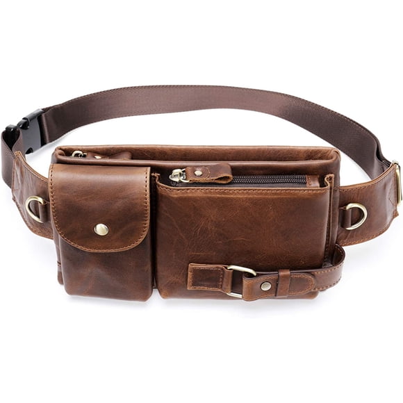 NIUCUNZH Bolso Cruzado Pequeño Vintage con Correa Ajustable y 4 Compartimentos con Zíper, 9.5 x 5.5 x 2 in, Color Café con Aceite