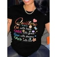 thumbnail image 3 of Camiseta con estampado de letras Quilters, manga corta, cuello redondo, informal, para verano y primavera, para mujer, para adultos, hombres, mujeres, adolescentes, jóvenes, deportiva, informal., 3 of 5