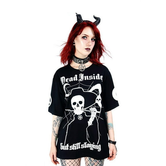 Dead Inside Gothic Oversized T-Shirt, Black (XS)