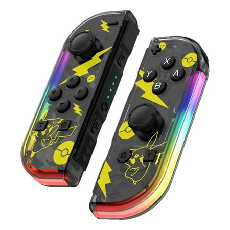 Joypad Controller (L/R) Compatible with Nintendo Switch Controller, Wireless Game Controller Support Dual Vibration/Motion Control/RGB Light (Crystal Clear)
