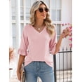 thumbnail image 3 of Camisa LOMON Summer para mujer, manga 3/4, túnica, rosa claro, 3 of 6