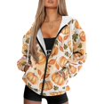 thumbnail image 4 of SCRAWLGOD Pumpkins Hoodies for Women Zip Up Lightweight Jackets for Women Casual Elastic Women Oversized Sweater Long Sleeve Sportswear Hoodie Women for Thanksgiving Autumn Size M, 4 of 7