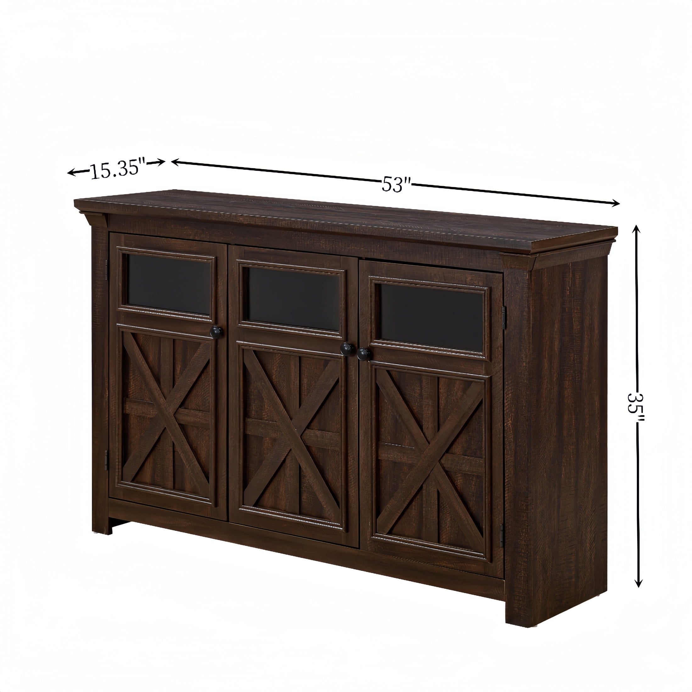 Aukfa 3 Doors Buffet Sideboard Cabinet,Bar Wine Cabinet for Entryway Living Room,Espresso