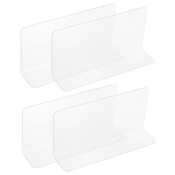 Uxcell 4 Pack Clear Shelf Dividers, 8"x3.9" Plastic L-Shaped Shelf Separator, Transparent Organizer Divider for Supermarket Store Commodity Classification