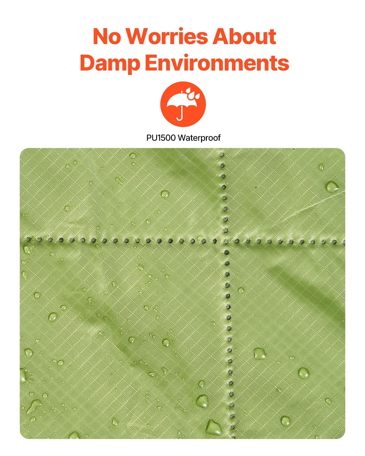 Camping Blanket 82x55 Inch 330GSM Polyester Fleece PU1500 Waterproof Ultrasonic Quilting for Outdoor Beach Picnic