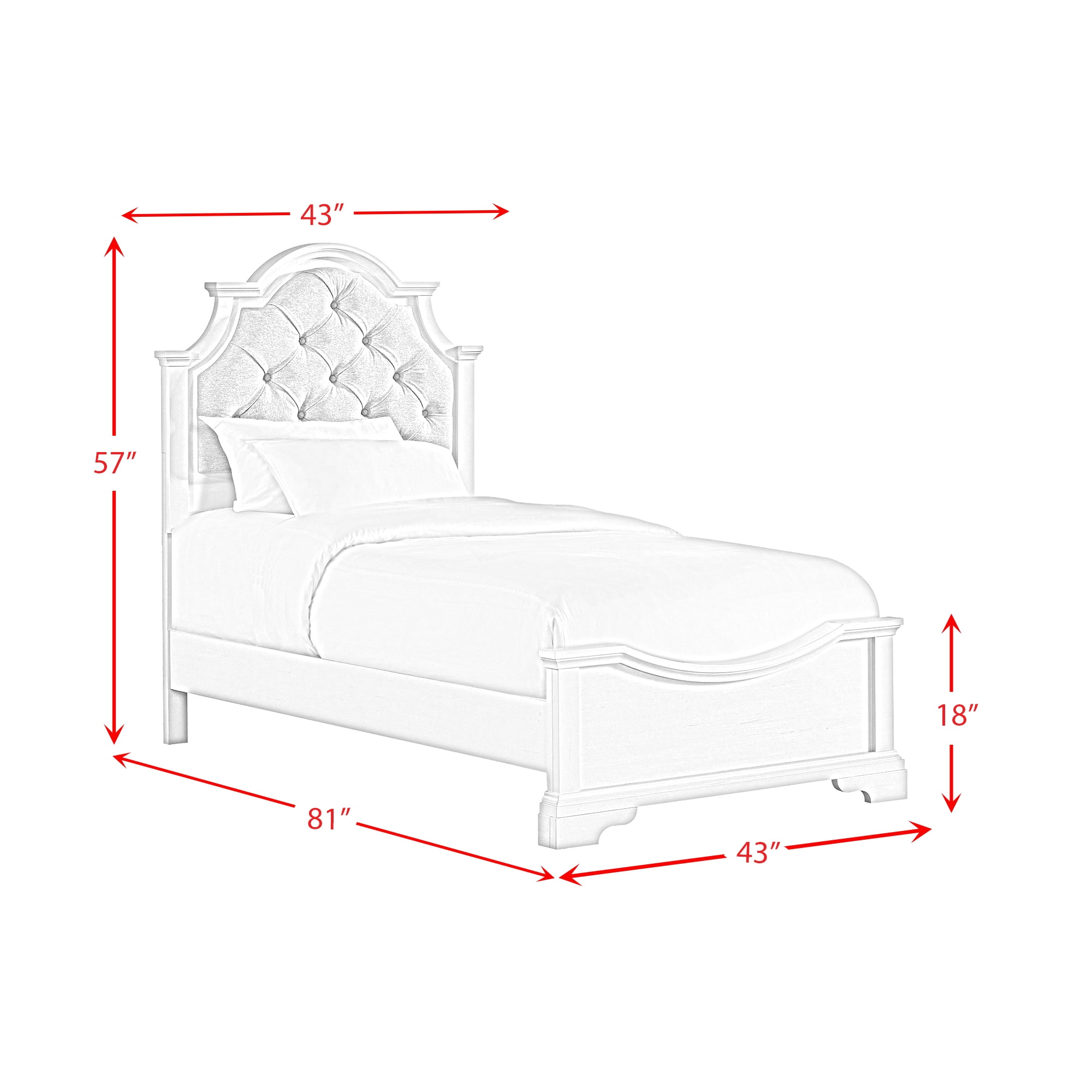 Picket House Furnishings Ulysses Youth Twin UPH 5PC Bedroom Set in White