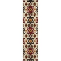 SAFAVIEH Soho Frosina Floral Wool Runner Rug, Ivory/Red, 2'6" x 12'