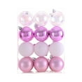 thumbnail image 2 of Get Christmas Ready Matoen 60mm/2.36" Delicate Contrast Color Theme Painting & Glittering Christmas Tree Pendants Decorative Hanging Christmas Baubles Balls Ornaments Set - 24 Pieces (Pink), 2 of 4