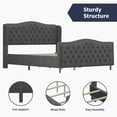 thumbnail image 6 of ZAFLY Queen Size Bed Frame with Headboard | Button Tufted Velvet/Dutch Velvet Bedroom Furniture | High Upholstered Platform Bed Frame, Queen Size, Dark Grey, 6 of 7