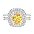 thumbnail image 2 of Clara Pucci 14K White/Rose Gold Round Cut 1Ct Simulated Yellow Diamond Engagement Ring + Matching Band - Luxury Box Included, 2 of 7