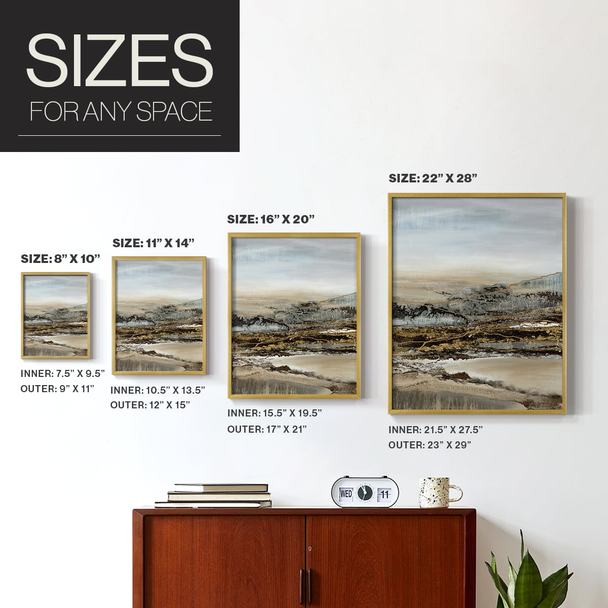 Annual Journey Framed Print in Gold Solid Wood Framed Print No Nail Hanging