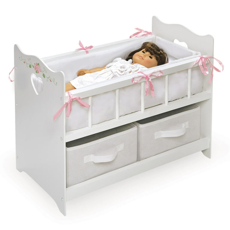 Badger Basket Doll Crib, Two Baskets, Free Kit Executive Gray