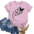 thumbnail image 4 of T Shirts For Women Womens Tops Butterfly Print Round Neck Short Sleeve T Shirt Top, 4 of 5