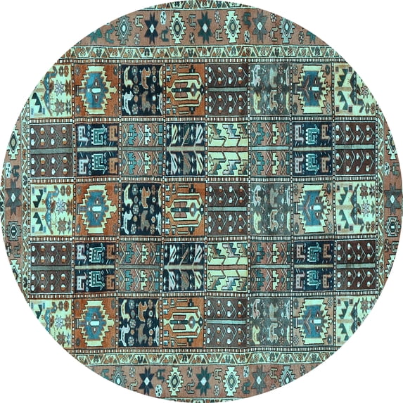 Ahgly Company Indoor Round Persian Light Blue Traditional Area Rugs, 3' Round