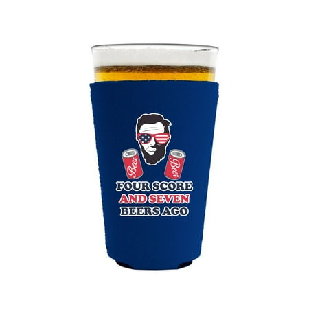 Blue Purple Glass Four Score and Seven Beers Ago Neoprene Collapsible Pint Glass Coolie (Royal Blue) ()