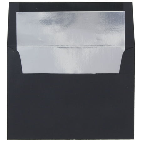 A8 Linen Envelopes JAM Paper A8 Foil Lined Envelopes, 5 1/2 x 8 1/8, Black Linen with Silver Foil Lining, 25/pack ()