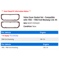 thumbnail image 2 of Valve Cover Gasket Set - Compatible with 1983 - 1986 Ford Mustang 3.8L V6 1984 1985, 2 of 2