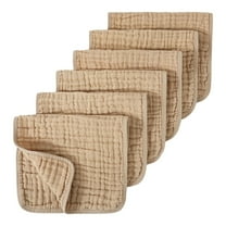 GXWEA Baby Stuff Burping Cloths For Babies Muslin Burp Cloths 6 Pack Large 20" By 10" 100% Cotton 6 Layers Extra Absorbent And Soft Khaki