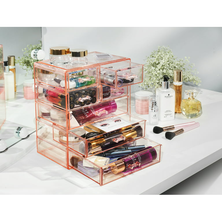 Casafield Makeup Storage Organizer, Clear Acrylic Cosmetic & Jewelry  Organizer with 3 Large and 4 Small Drawers