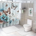 thumbnail image 7 of Pratyus Flowers Butterflies Printed Shower Curtain Set with Hooks, Chic Modern Bathroom Decor, 100% Polyester Fiber, Various Sizes 69x72, 7 of 7