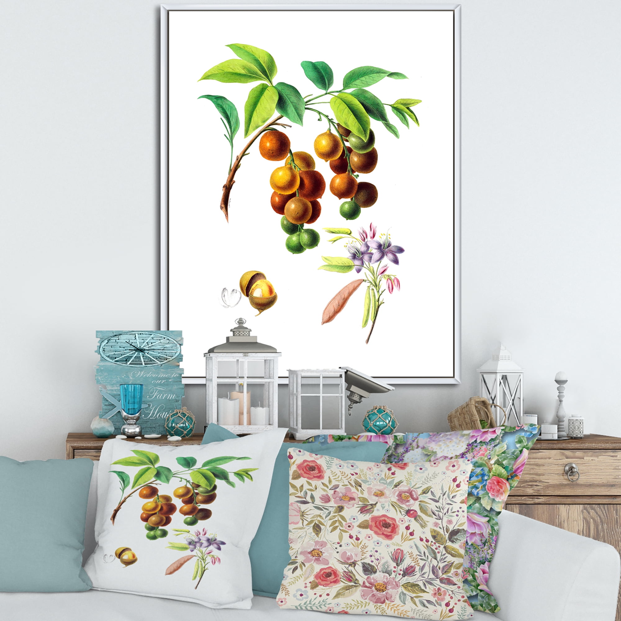 Designart 'Ancient Fruits III' Farmhouse Framed Canvas Wall Art Print