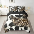 thumbnail image 2 of Feelyou Fashion Leopard Print Bedding Comforter Set 7 Pieces, Cow Cheetah Animal Full Bedding Set, Rustic Farmhouse Reversible Fitted Sheet Flat Sheet, Lightweight Room Decor, 2 of 8