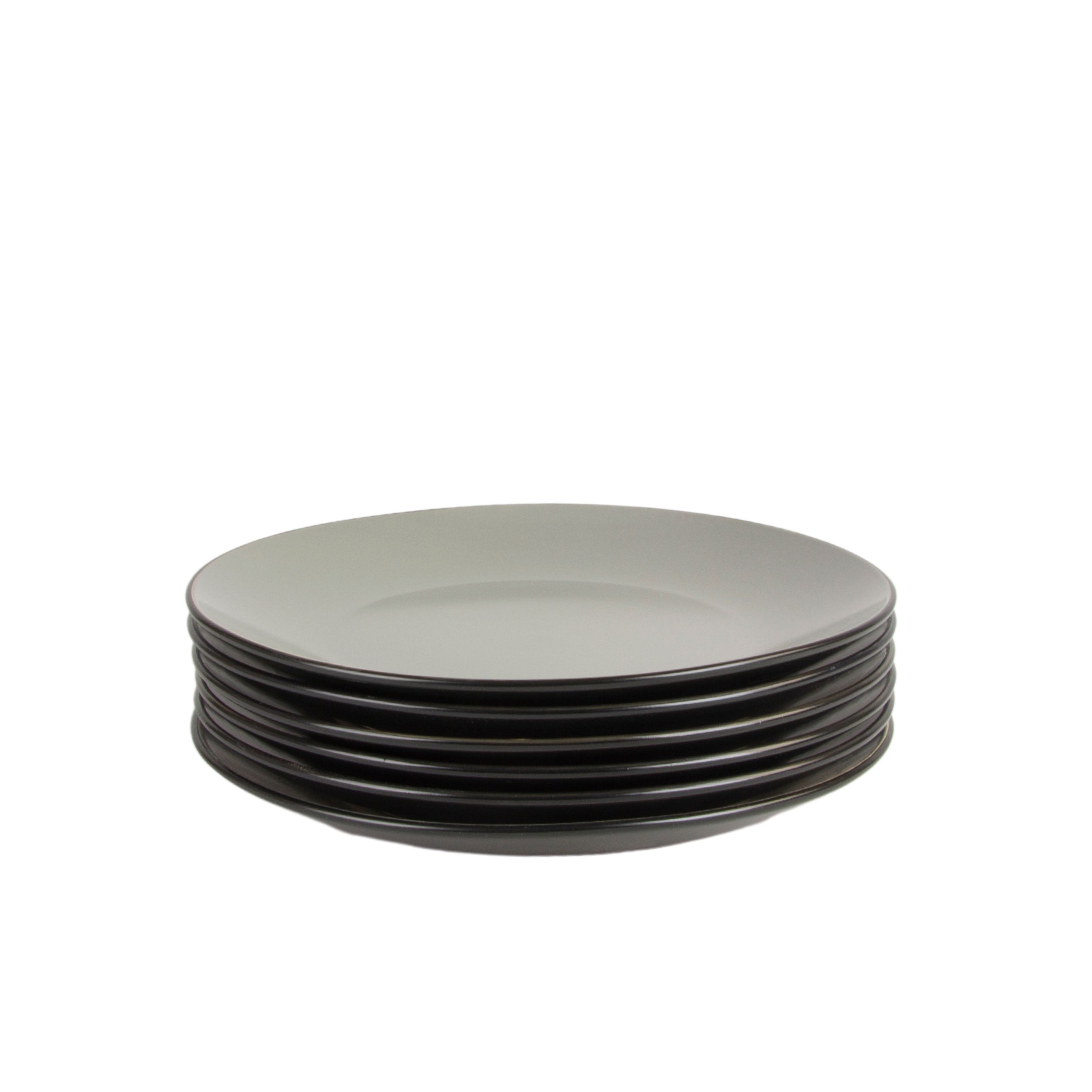 10 Strawberry Street Two Tone Coupe 10.5” Dinner Plate Set Of 6, Black/Gray