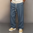 thumbnail image 2 of VV AVEORS Mens Workout Pants Baggy Casual Straight Leg Elastic Waisted Drawstring Sweatpants Breathable Outdoor Trousers Royal Blue 2XL, 2 of 4
