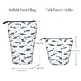 thumbnail image 2 of Lsque Cute Shark Pattern Telescopic Pencil Bag Pen Holder Stationery Case, Stand-up Retractable Transformer Bag Organizer, 2 of 6