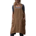 thumbnail image 1 of Tablier en Lin de Coton Dos Croisé pour Femmes avec Poches Robe Tablier pour Pâtisserie Cuisine, 1 of 6