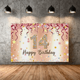 thumbnail image 5 of Sparkling 14th Birthday Backdrop Banner with Glittery Stars and Swirls Happy Birthday Party Decorations Photography Props Party Supplies Background, 5 of 8