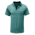 thumbnail image 4 of Mens T-shirts Male Summer And Spring Solid Color Lapel Short Sleeve Button Neck Striped Oversized Shirt Top Mens Summer Shirt Athletic V Neck Shirts Men Long Sleeve Fitted Athletic Clothe Mint Green L, 4 of 5