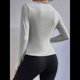 thumbnail image 4 of Camiseta Informal de Larga con Cuello Alto y Fruncido para Mujer, Corte Entallado y Color Liso Gris M, 4 of 7
