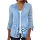 thumbnail image 2 of Cárdigan para mujer, estampado floral, manga abullonada, holgado, blusa, tops, manga 3/4, volantes, botones delanteros abiertos, cárdigan para mujer, 2 of 5